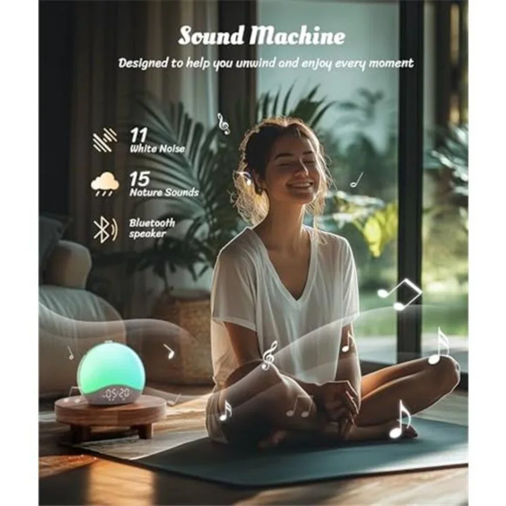 Sunrise Alarm Clock White Noise Sound Machine Bluetooth Night Light